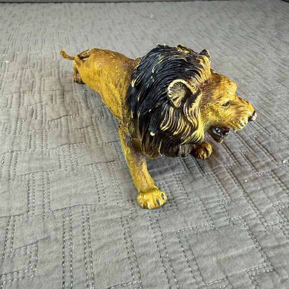Vintage Toy Animal Lion Figure 90s 80s Plastic Rubber PVC Yellow Roaring - Picture 2 of 9
